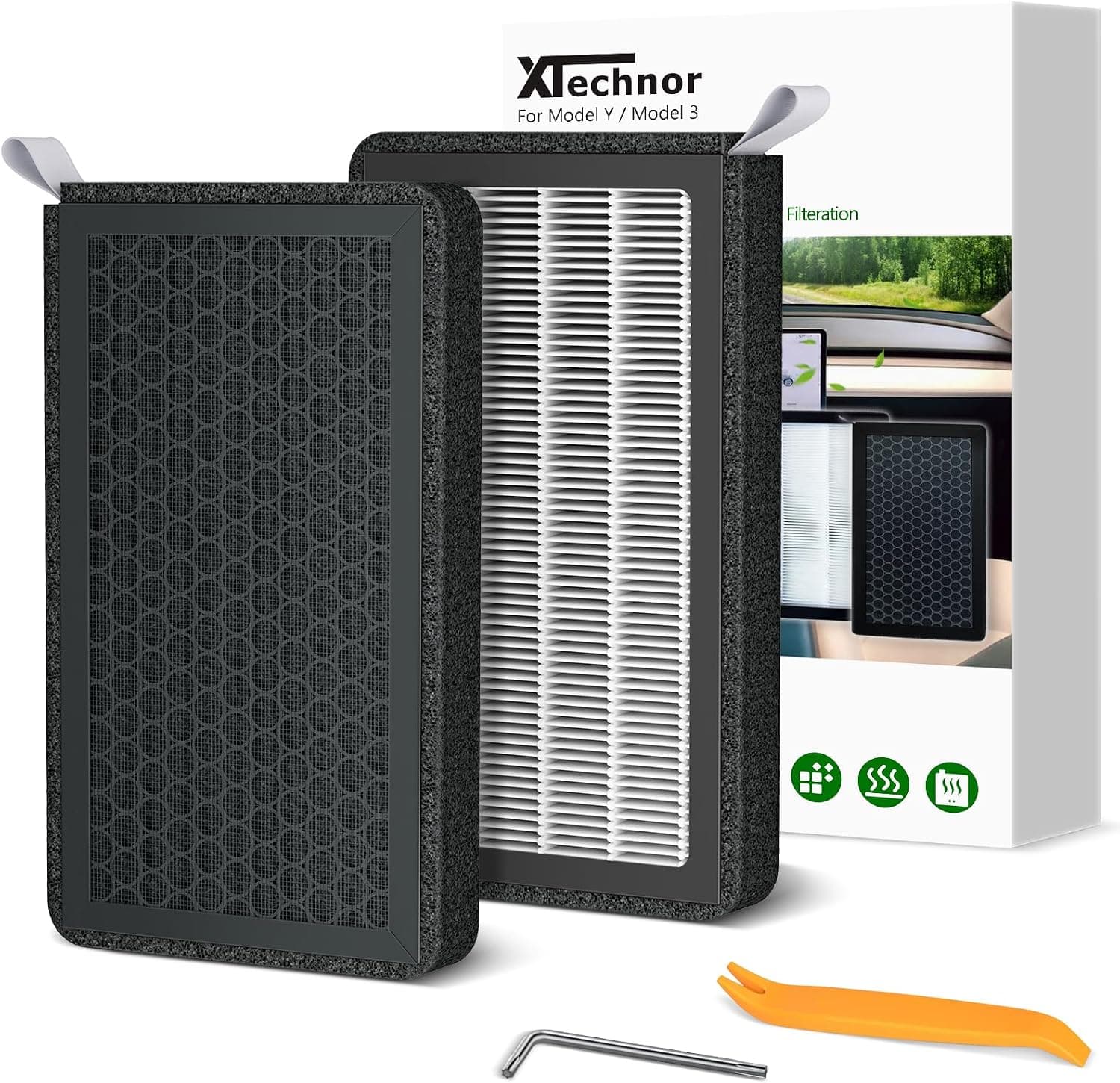 XTechnor two-pack Tesla Model 3 and Model Y cabin air filters