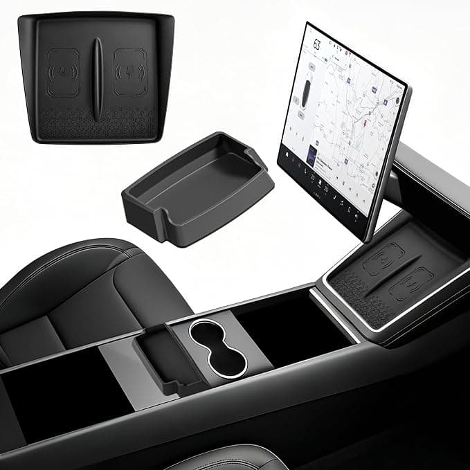TSLDRV silicone charge-pad cover and sunglasses holder for Tesla Model Y Juniper
