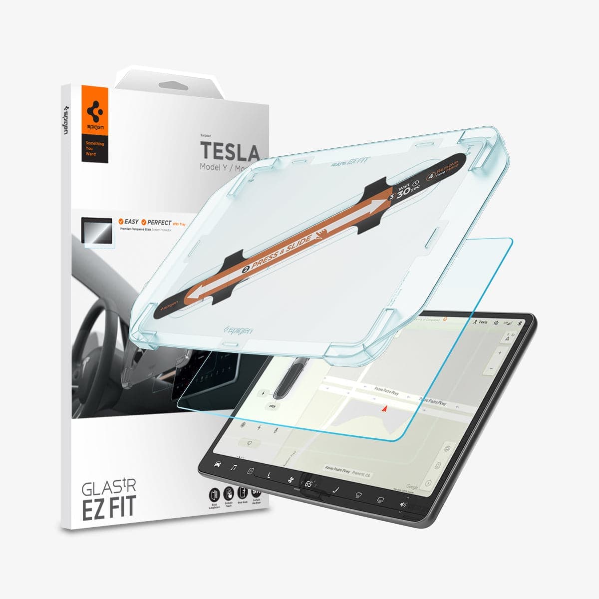 Spigen EZ Fit Tempered Glass for Tesla Model Y Juniper