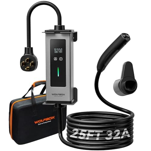 WOLFBOX PE32T portable 32A charger with NEMA 14-50 plug and J1772-style handle