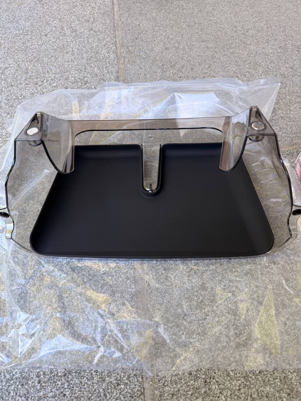 Close-up of EVBASE fixed magnetic under-screen storage box with rubber anti-slip tray