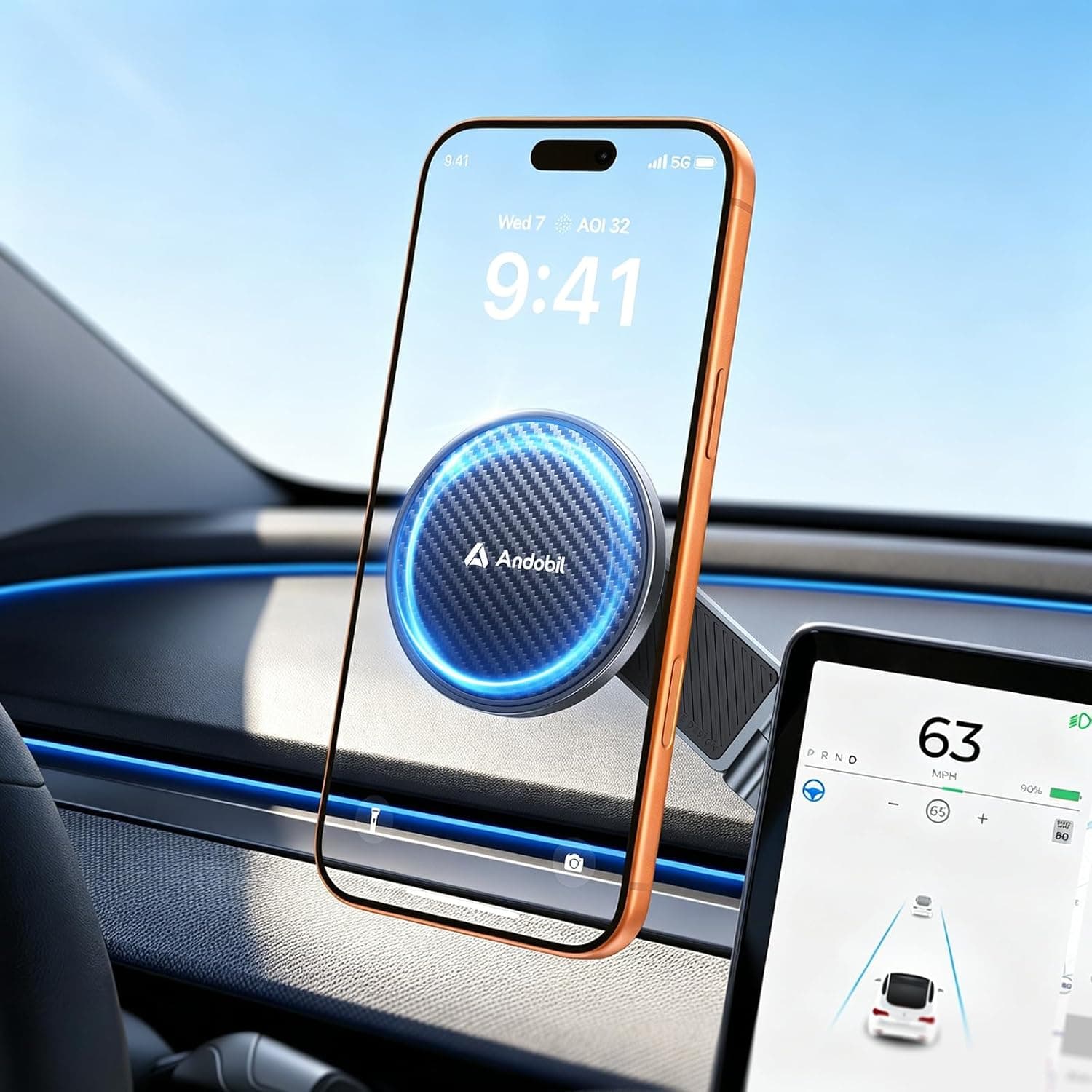 andobil 3rd Gen Tesla Phone Mount for Tesla Model Y Juniper