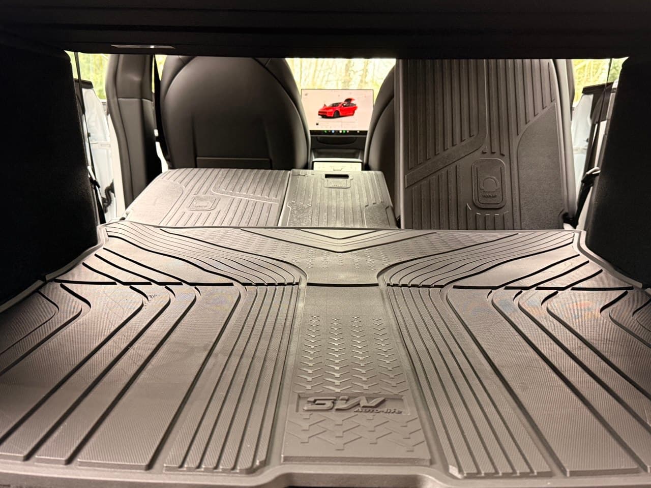 3W cargo liner full rear view installed in Tesla Model Y Juniper