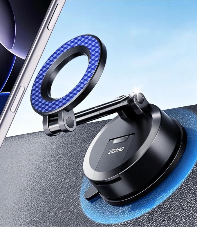 Official ZIDARO extended-reach magnetic phone mount with vacuum suction-cup base